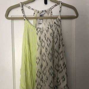 Tillys neon green and white tank